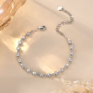 Sparkling 5A cubic zirconia bubble bracelet for women in a sleek silver-plated finish.