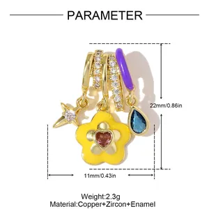 Detailed view of daisy flower copper zircon pendant including weight and size parameters