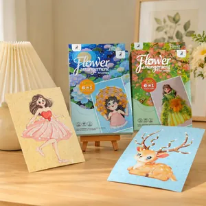 Kit completo de arte floral DIY 6 en 1 para niños con diseños de princesas y ciervos