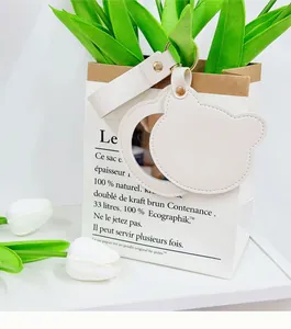 Miroir de maquillage en forme d'animal avec porte-clés en cuir PU, cadre décoratif