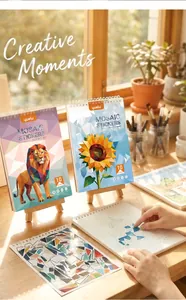 Children's DIY mosaic sticker book featuring creative animal and floral mosaic patterns