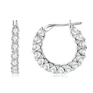 Pendientes de Aro de Lujo de Cobre Chapado en Oro 14K Circonia Diamante de Imitación Completo Círculo Geométrico Pendientes de Botón Joyería
