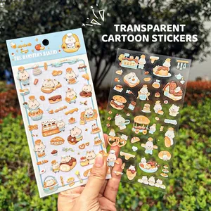 Transparent Waterproof Cartoon PVC Stickers Cute Animal Bear Rabbit Hamster Owl Pattern Journaling Phone Case Decorative Decals