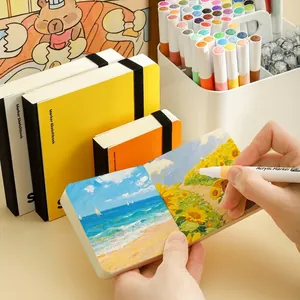 Portable square sketchbook with PU cover, ideal for creative drawing and sketching