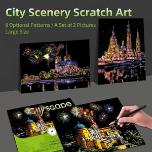 Cityscape Scratch Art Painting Paper DIY Night Scene Landmark Drawing Kit Handmade Craft Gift For Adults Teens Home Decor