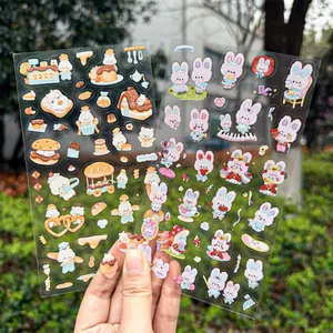 Cute transparent PVC cartoon stickers featuring bunnies and bears for scrapbooking