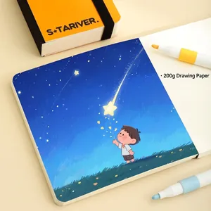 Portable square sketchbook with cute illustration and 200g premium drawing paper