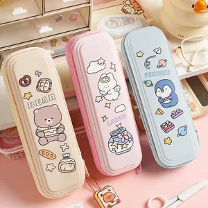 Cute cartoon EVA hard shell pencil case set with bear rabbit and penguin patterns
