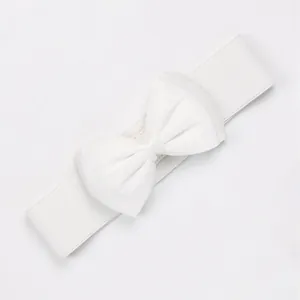 Elegant white chiffon bow elastic waist belt for plus size decorative dress accessories