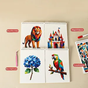 DIY digital mosaic sticker book for kids featuring animal and castle art themes