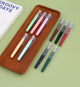 Close-up detail of colorful mini portable gel pens in 10 soft pastel shades