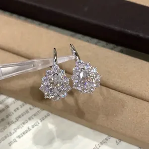 Elegantes Pendientes de Cobre Moissanita con Gota de Agua y Copo de Nieve para Mujer Lujosos Pendientes Colgantes de Strass Joyería de Moda