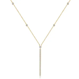 Elegante 18k vergulde s925 zilveren moissaniet Y-vormige kwastje bar ketting voor dames