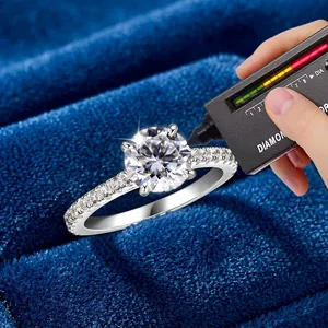 Πολυτελές δαχτυλίδι moissanite 2 καρατίων από ασήμι S925 για επίσημο αρραβώνα