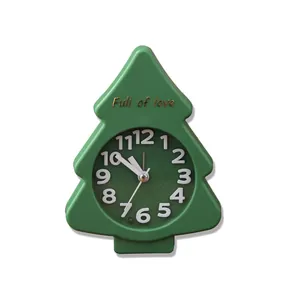Creative green Christmas tree shaped analog alarm clock for holiday gift decoration