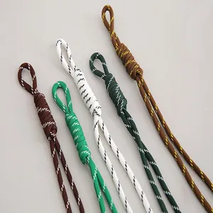 Close-up of multi-colored braided nylon lanyards for phone and keychain attachment