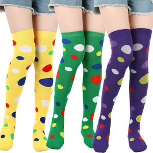 Vibrant colorful polka dot over-the-knee high socks for cosplay costumes and festival wear