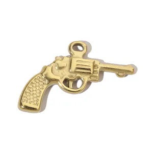 Pendentif revolver en acier inoxydable plaqué or de haute qualité pour bijoux