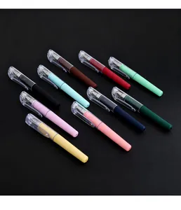 Detailed view of ten vibrant multi-colored mini portable gel pens for student pocket use
