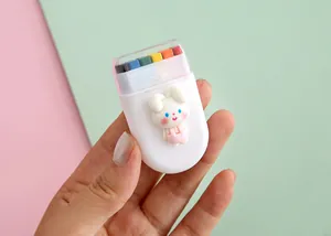 Portable 6-color rainbow face paint stick featuring a cute bunny design for festive makeup