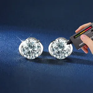 Funkelnde 1-Karat-D-Farbe-Moissanit-Ohrstecker aus hochwertigem S925-Sterlingsilber