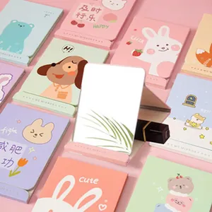 A collection of various cute cartoon portable foldable mirrors with pastel animal designs