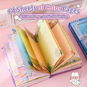 Simpatico quaderno a cartoni con 64 pagine interne colorate per studenti e diario.