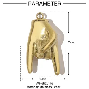 Paramètres détaillés du pendentif geste de la main en acier inoxydable plaqué or
