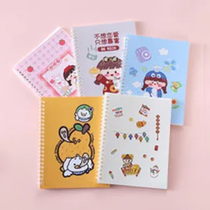 Variety pack of five A4 spiral-bound cartoon sketchbooks with cute student art designs