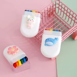 6-color face paint crayons with cute 3D bunny and whale cartoon cases for kids