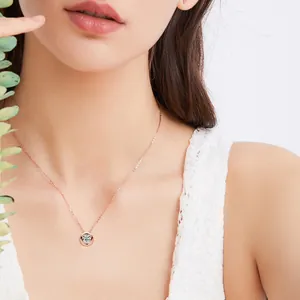 Minimalistische 14k goldgefüllte Blasen-Halskette mit D-Farbe Moissanit-Anhänger für Damen