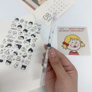 Cartoon smile face transparent PVC stickers for DIY planners and journals