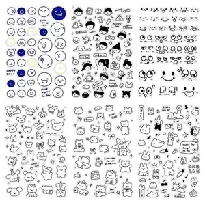 Set of cute cartoon expression and animal stickers for DIY handbook and water cup deco