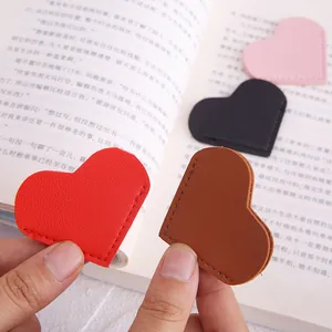 Handmade PU leather heart-shaped bookmark and book corner protector set in multi colors