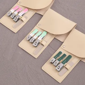 Kit per Manicure Portatile Tagliaunghie in Acciaio al Carbonio Lima per Unghie in Vetro Con Custodia in Pelle PU Strumenti Professionali per Pedicure Casa Viaggio