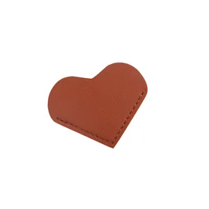 Elegant heart-shaped brown PU leather page corner bookmark and book edge protector