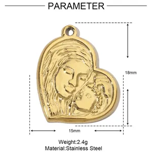 Spécifications détaillées de taille et de matériau pour le pendentif cœur en or mère