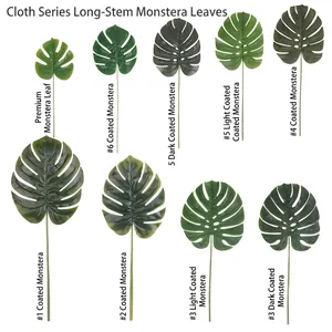 Set of artificial monstera leaves in various sizes for Hawaiian decor and flower arrangements