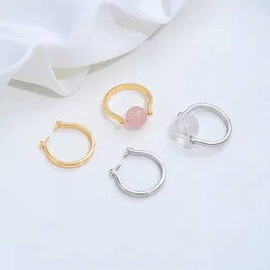 14K Gold Plated Brass Open Ring Base Adjustable Hollow Jewelry Making DIY Ring Setting Mounting For Beads Findings Accessories