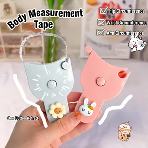 Cute Cartoon Body Measuring Tape Portable Retractable Waist Chest Circumference Measurement Ruler Fitness Plastic Measuring Tool