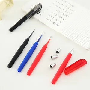 Set of portable mini gel pens with matte barrels in black, blue, and red ink