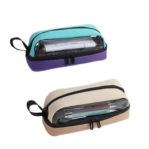 Large capacity multi-layer transparent pencil case with handle for student stationery