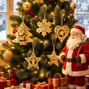 Addobbi Natalizi in Oro Metallo Cavo Decorazione Pendente Stella Cuore Angelo Pupazzo di Neve Renna Per Festa di Natale Casa
