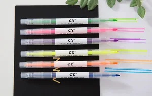 Detailed view of 6-color double-headed candy color highlighters set for students