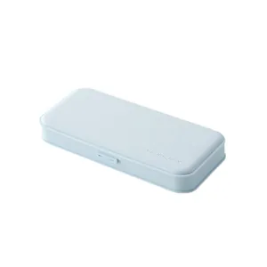 Minimalist light blue portable plastic pencil box for school student stationery storage