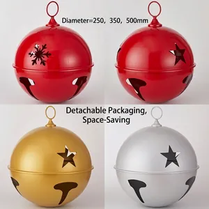 Large metal Christmas bells in red gold silver with snowflake and star cutouts
