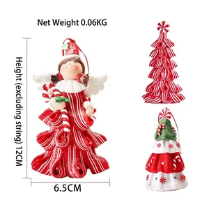 Addobbi natalizi fatti a mano in argilla polimerica, angelo e albero decorativi