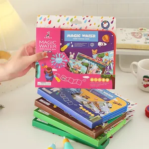 Set of magic water painting books with reusable pens for children's creative drawing
