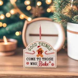 Mini Iron Christmas Hanging Sign Merry Christmas Plaque Gingerbread Man Welcome Board Christmas Tree Decoration Ornaments