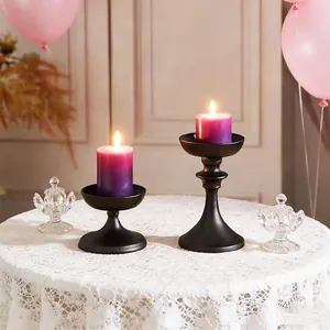 Vintage black iron candle holder set for romantic wedding dining table home decor centerpiece